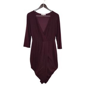 Love Fast Live Hard Aubergine Faux Wrap Dress